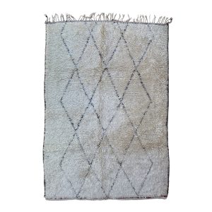 Handknotted 7x10 White and Gray Scandinavian Moroccan Wool Carpet