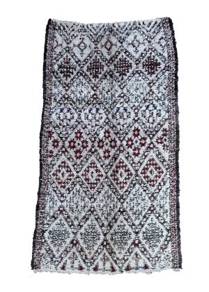 Handmade 7x14 Red and White Scandinavian Berber Wool Rug