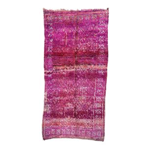 Handmade 5x10 Purple and Green Mid-Century Modern Moroccan Wool Rug