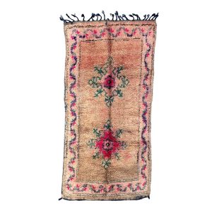 Handmade 5x10 Neutral and Pink Ethnic Moroccan Wool Rug