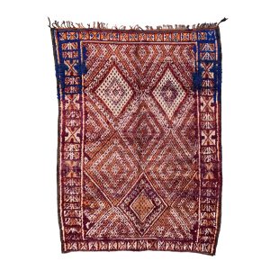 Handmade 7x10 Purple and Orange Rare Rugs Moroccan Wool Rug