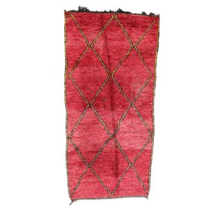 Handwoven 4x8 Red and Brown Mid-Century Modern Moroccan Wool Rug