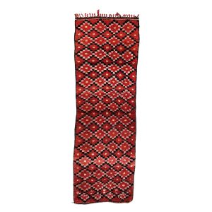 Handmade 3x9 Red and Beige Solid Moroccan Floor Carpet