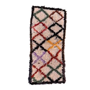 Handmade 2x4 Small Colorful and White Tribal Berber Mixed Wool & Cotton Rug