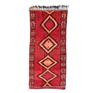 Handmade 4x7 Red and Orange Bohemian & Eclectic Berber Wool Rug