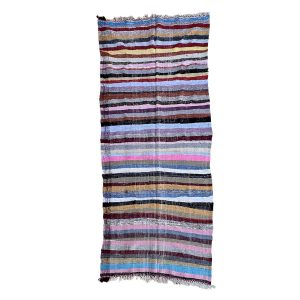 Flatweave 4x11 Colorful Bohemian & Eclectic Berber Recycled Textiles Carpet