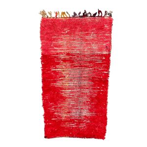Handknotted 3x5 Red Mid-Century Modern Moroccan Wool Rug