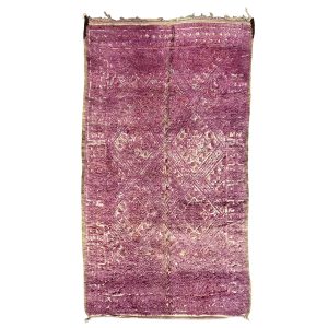 Handmade 6x11 Purple and Beige Mid-Century Modern Moroccan Wool Rug