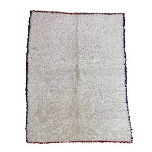 Handwoven 6x8 White and Purple Scandinavian Moroccan Wool Carpet