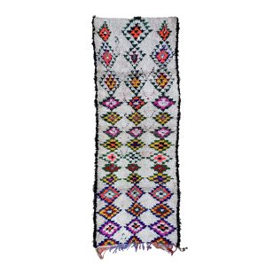 Handmade 4x12 Colorful Bohemian Geometric Moroccan Rug