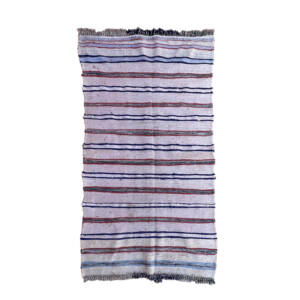 Flatweave 3x6 Beige with Blue Ethnic Recycled Textiles Berber Rug