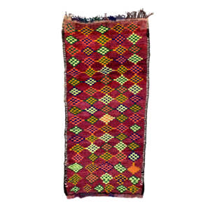 Handmade 6x14 Colorful and Megenta Tribal Moroccan Wool Carpet