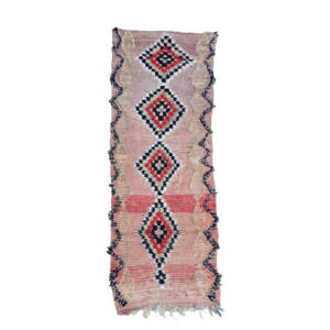 Handmade 3x10 Pink with PeachBohemian Wool Moroccan Rug