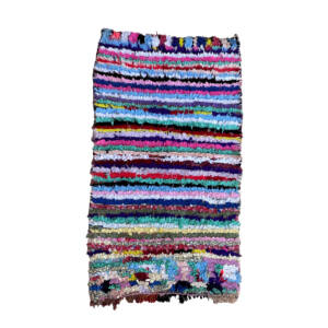 Handwoven 3x6 Small Colorful Bohemian & Eclectic Moroccan Recycled Textiles Rug
