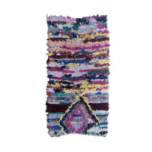 Handmade 2x5 Small Bohemian & Eclectic Moroccan Recycled Textiles Rug