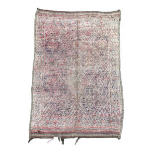 Handwoven 6x10 Neutral and Purple Mid-Century Modern Berber Wool Rug