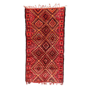 Handmade 6x11 Red Mid-Century Modern Moroccan Wool Carpet