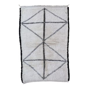 Handmade 5x8 White and Black Scandinavian Moroccan Wool Rug