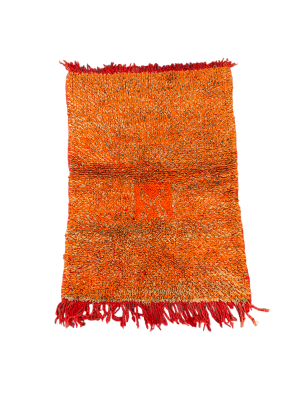 Handmade 3x4 Orange with Yellow Bohemian and Eclectic Berber Rug