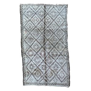 Handmade 6x11 White and Brown Scandinavian Berber Wool Rug