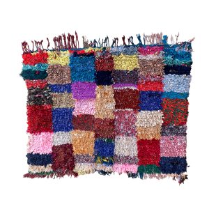 Handmade 5x4 Small Colorful and Red Bohemian & Eclectic Moroccan Recycled Textiles Rug