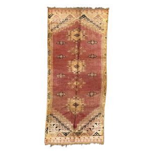 Handknotted 4x11 Orange and Beige Traditional & Oriental Moroccan Wool Rug