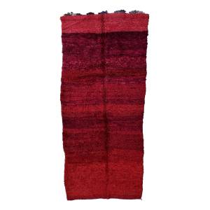 Handmade 4x10 Small Red Mid-Century Modern Moroccan Wool Rug