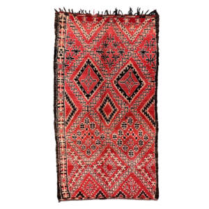 Handknotted 6x12 Red and Gray Bohemian & Eclectic Moroccan Wool Rug