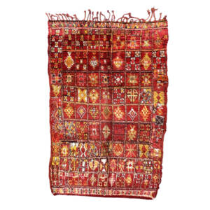 Handmade 7x11 Red and Orange Bohemian & Eclectic Moroccan Wool Carpet
