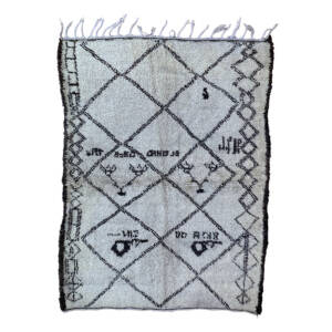 Handknotted 6x8 White and Taupe Ethnic Moroccan Wool Carpet