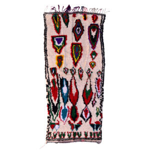 Handwoven 4x9 Colorful and White Bohemian & Eclectic Moroccan Wool & Cotton Rug