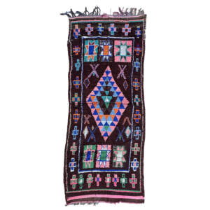 Handmade 4x10 Small Colorful Bohemian & Eclectic Berber Wool Carpet