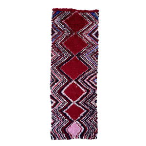Handwoven 3x8 Small Red and Pink Bohemian & Eclectic Moroccan Cotton Rug