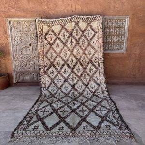 Beni Ourain Moroccan Carpet, Berber 6x12 feet White - Cream Floor Carpet