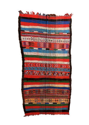 Colorful vintage kilim rug - Moroccan authentic flatweave kilim rug