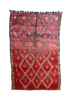 Red and Purple Morocan Rug - 6x10 Geometric Wool Rug